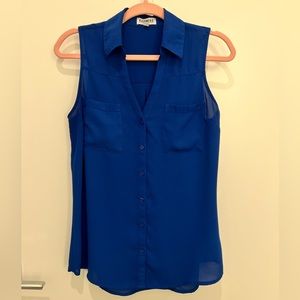 Express Sleeveless Portofino Shirt, Blue, Size Small